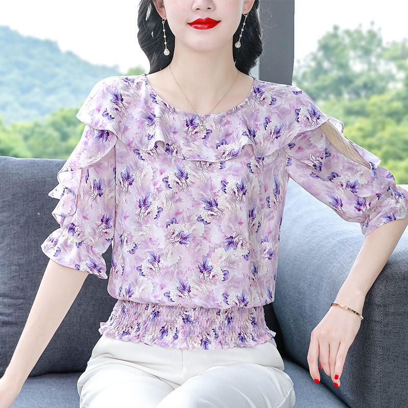 Romper Floral Print - 2024 Summer Women Tops Round neck