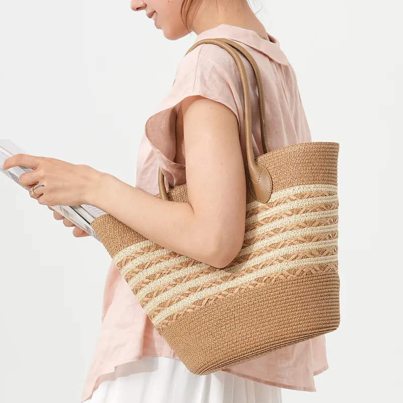Striped woven straw beach tote - огляд і ціна Tote Bag Beach