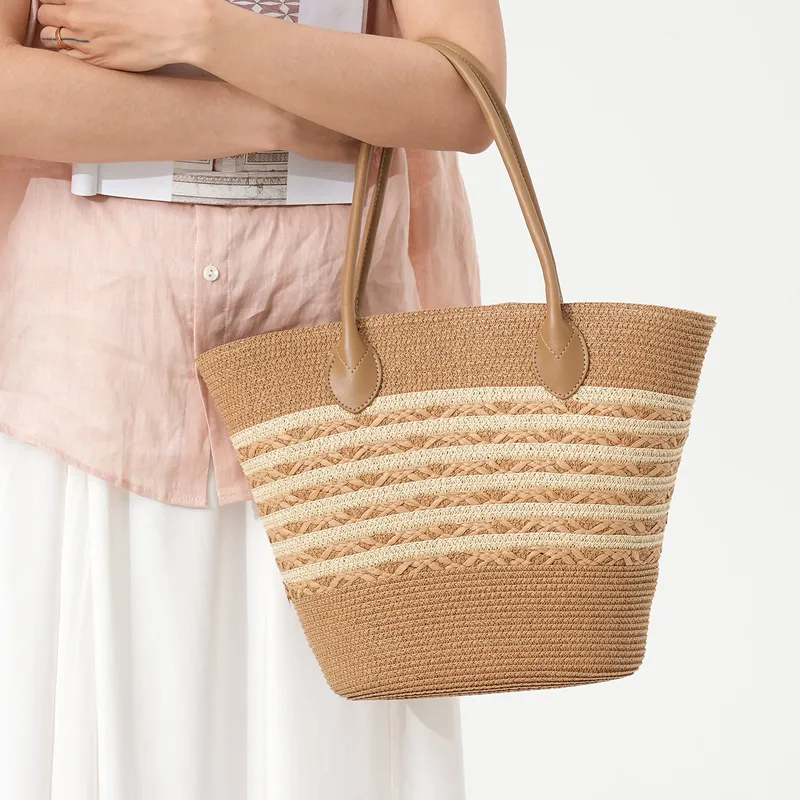 Striped woven straw beach tote - огляд і ціна Tote Bag Beach