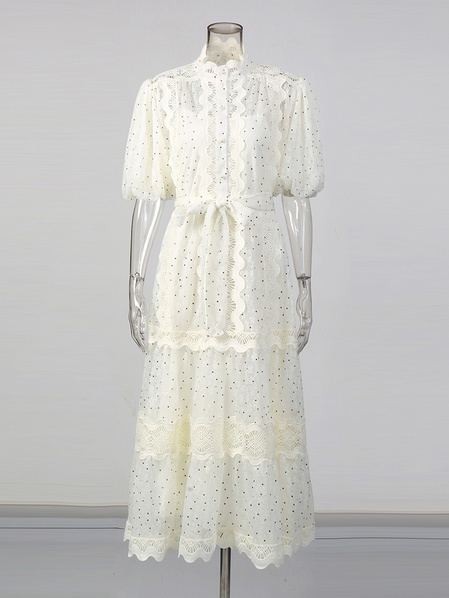 TWOTWINSTYLE Dot Print Sheer D - огляд і ціна Linen Dress Wrap