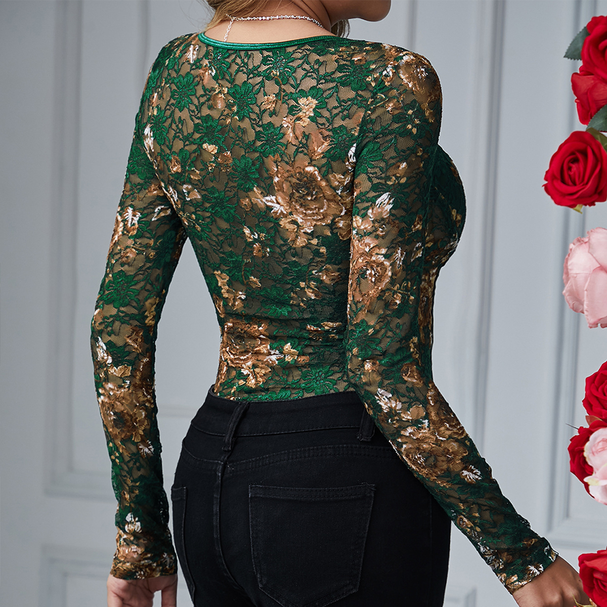 Sexy Lace Bodysuit Women Squar - огляд і ціна Romper Floral Print