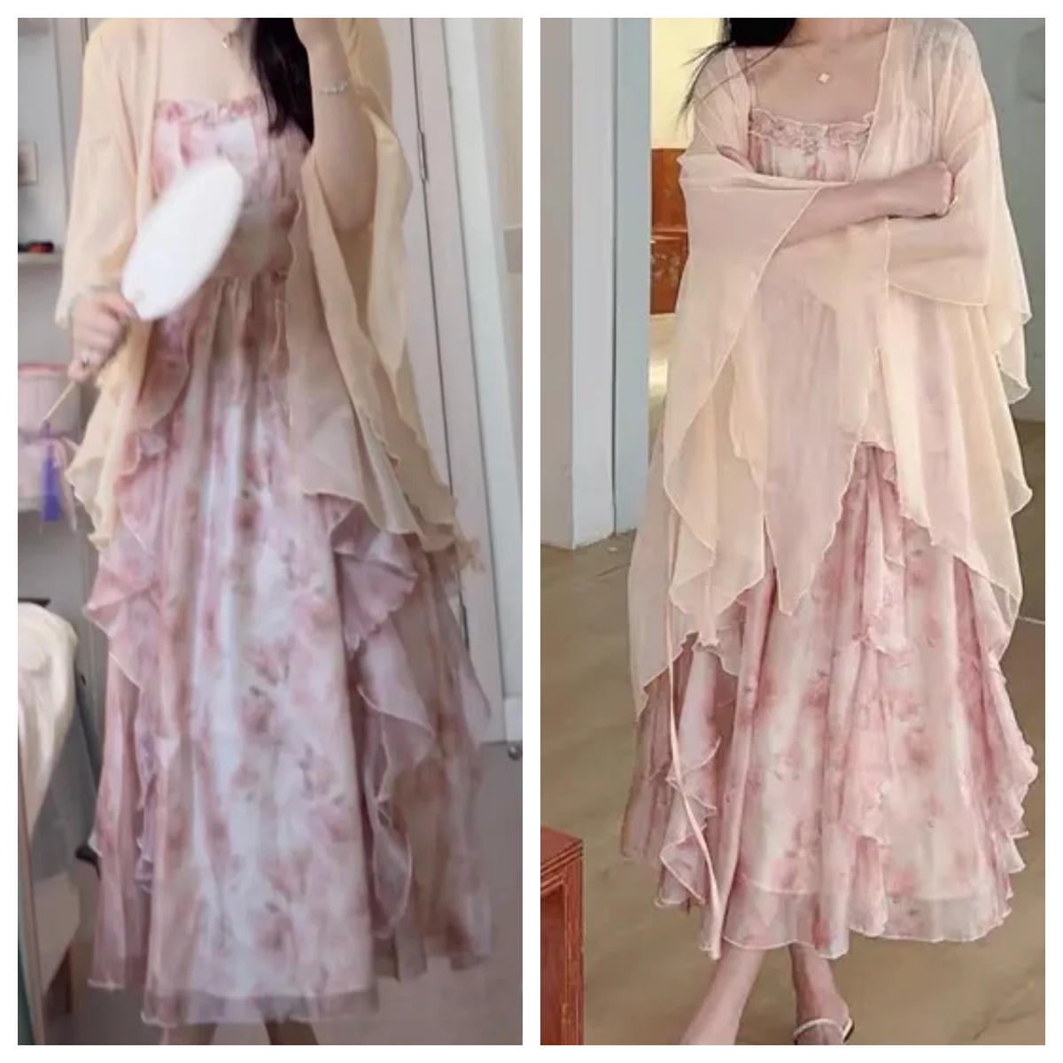 Women Watercolor Peach Floral  - огляд і ціна Kimono Sheer Floral