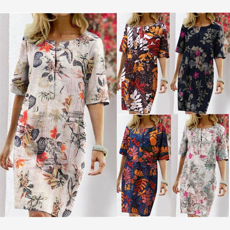Summer Cotton Linen Printed Wo - огляд і ціна Linen Dress Wrap