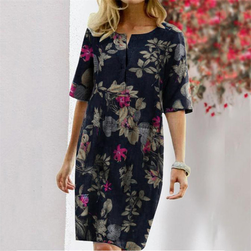 Summer Cotton Linen Printed Wo - огляд і ціна Linen Dress Wrap