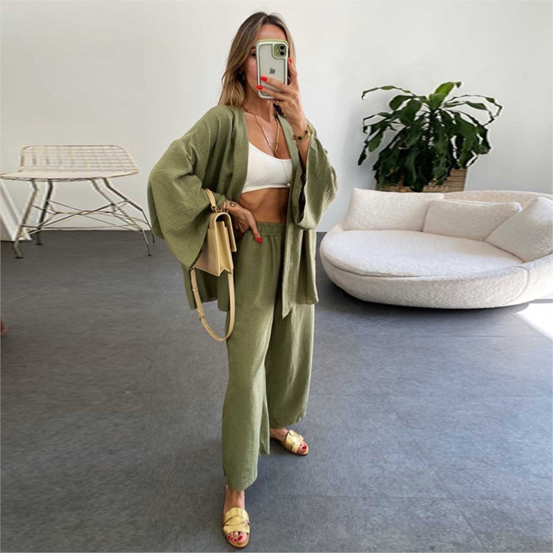 Women's Linen Trouser Suit Wit - огляд і ціна Linen Pant Wide