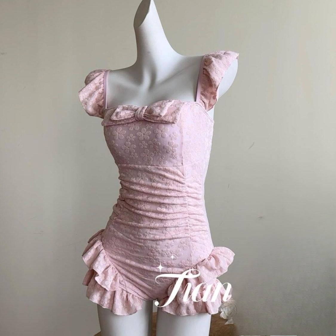 Swimsuit Women Pink Jacquard F - огляд і ціна Swimsuit Bikini Ruched