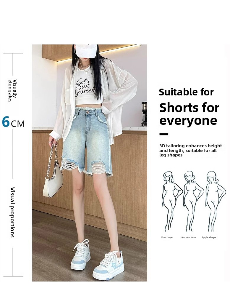 High Waist Ripped Denim Shorts - огляд і ціна Shorts Denim Frayed
