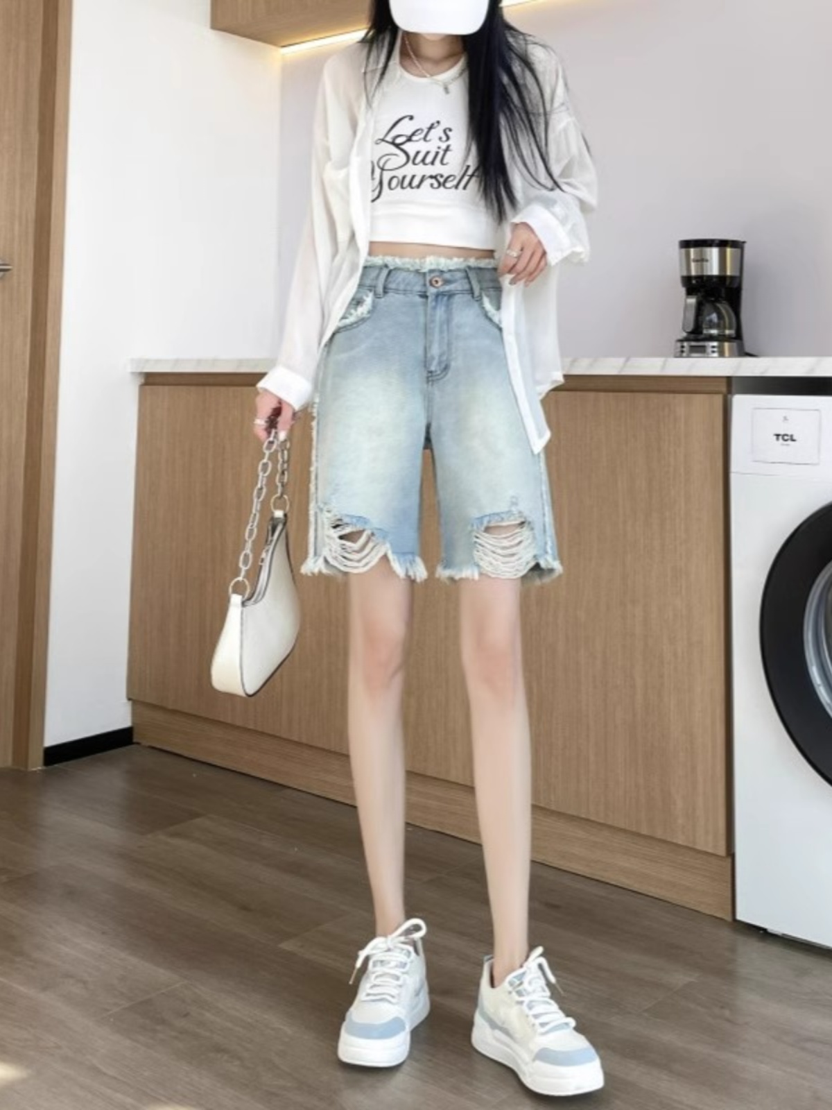 High Waist Ripped Denim Shorts - огляд і ціна Shorts Denim Frayed