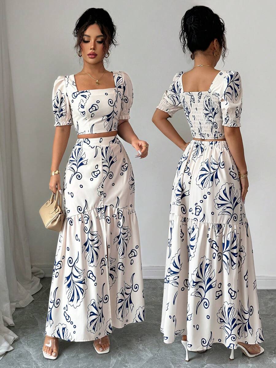 Floral Print Women 2Pcs Outfit - огляд і ціна Romper Floral Print