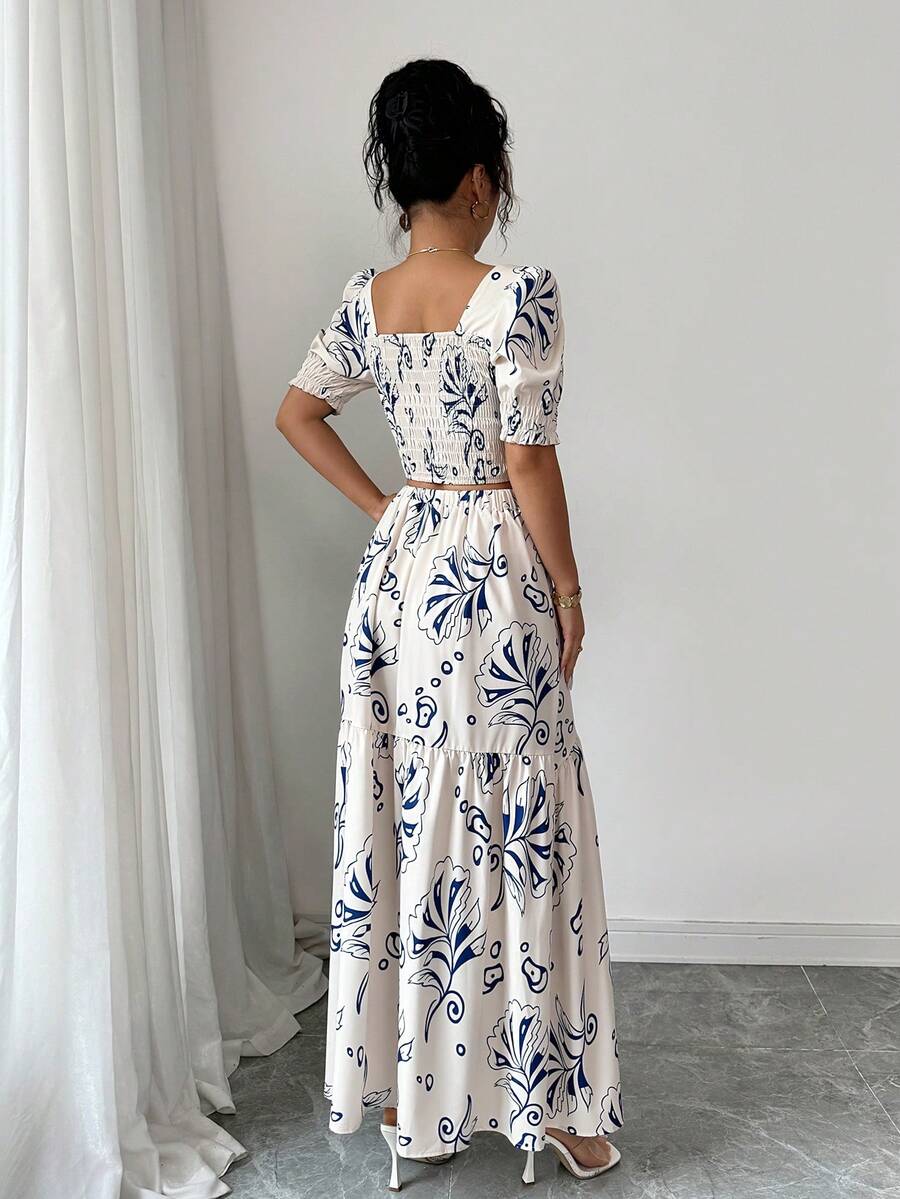 Floral Print Women 2Pcs Outfit - огляд і ціна Romper Floral Print