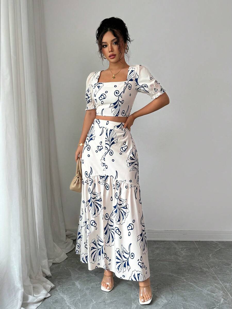 Floral Print Women 2Pcs Outfit - огляд і ціна Romper Floral Print