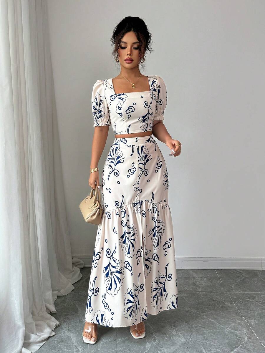 Floral Print Women 2Pcs Outfit - огляд і ціна Romper Floral Print