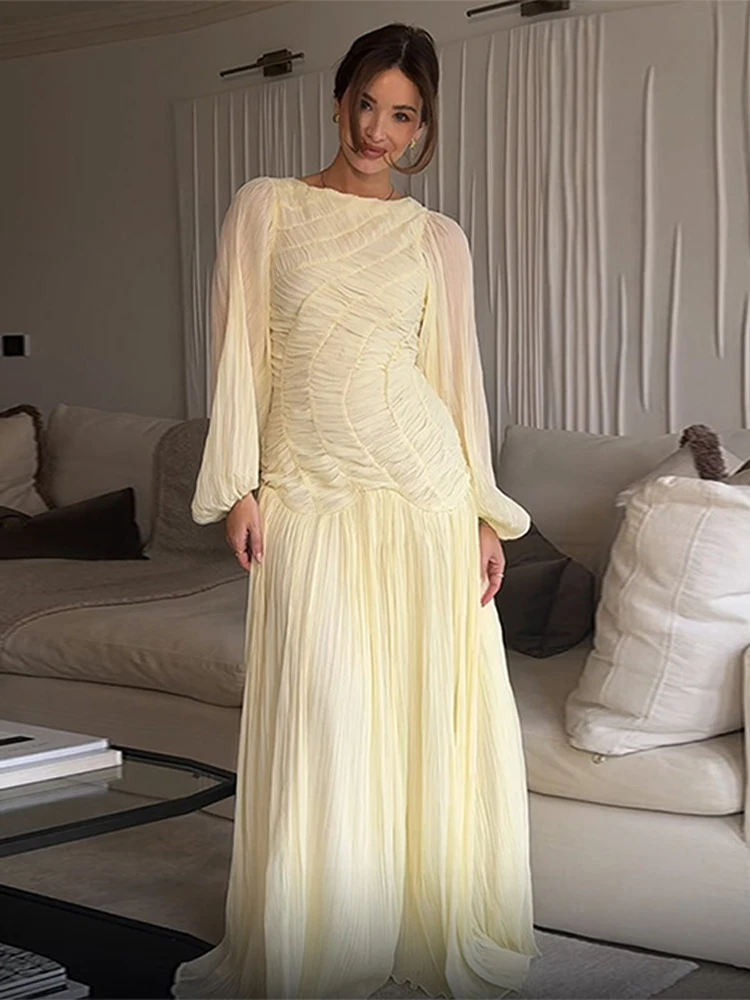 BWQ Elegant Chiffon Pleated Lo - огляд і ціна Linen Dress Wrap