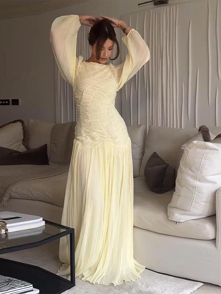 BWQ Elegant Chiffon Pleated Lo - огляд і ціна Linen Dress Wrap