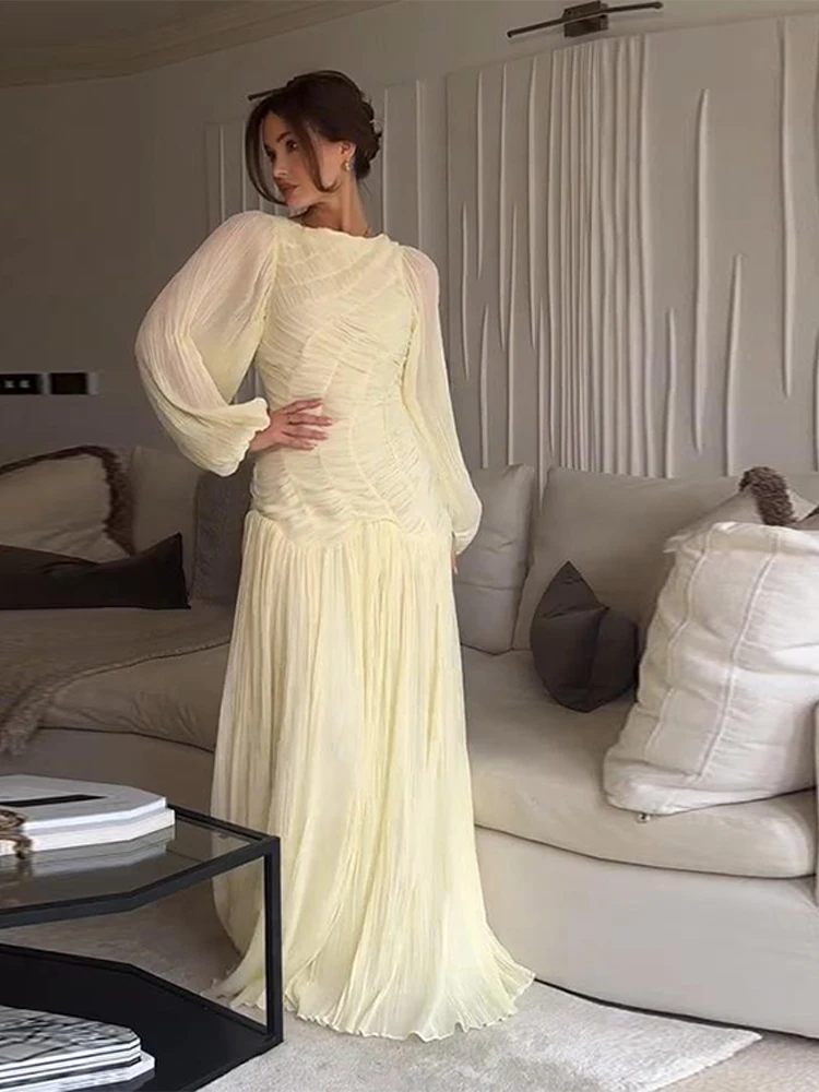 BWQ Elegant Chiffon Pleated Lo - огляд і ціна Linen Dress Wrap