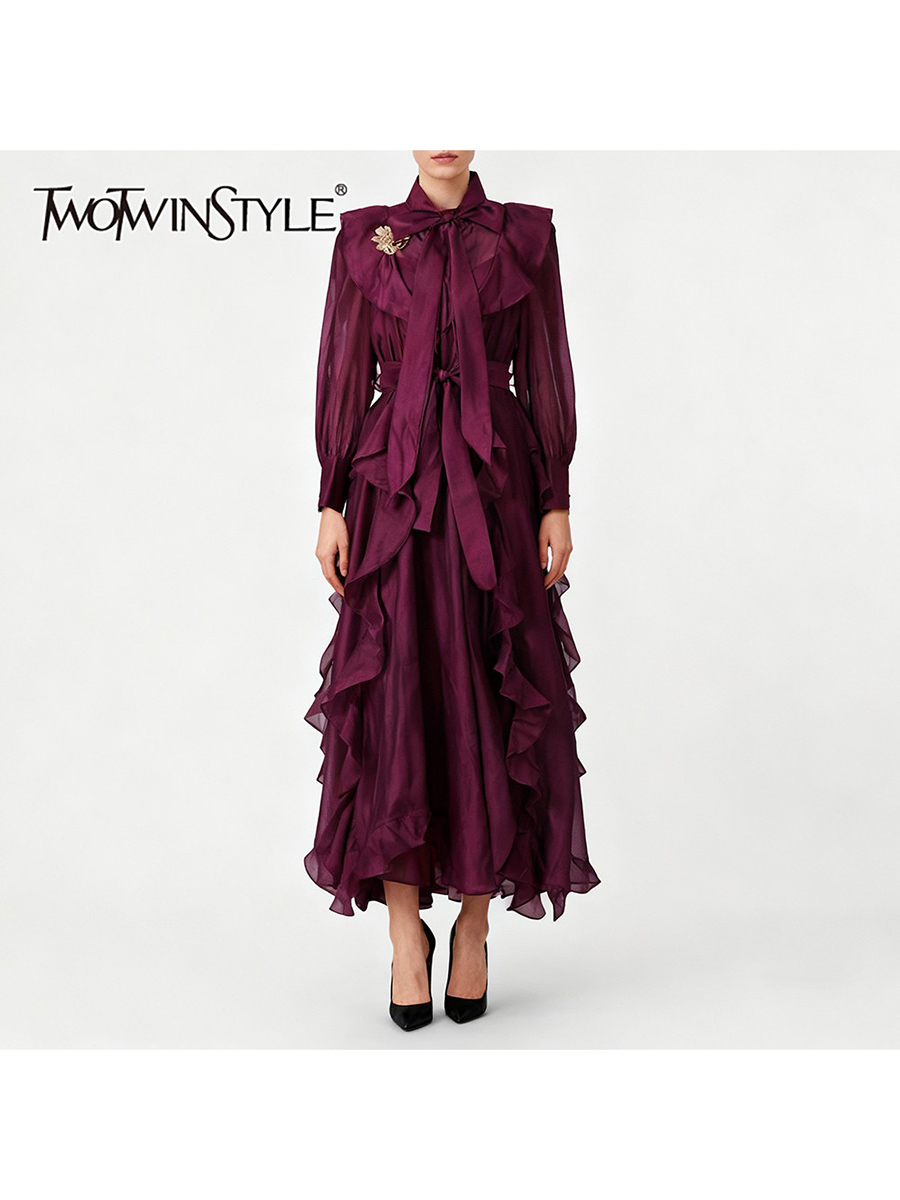 TWOTWINSTYLE Solid Spliced Ruf - огляд і ціна Linen Dress Wrap