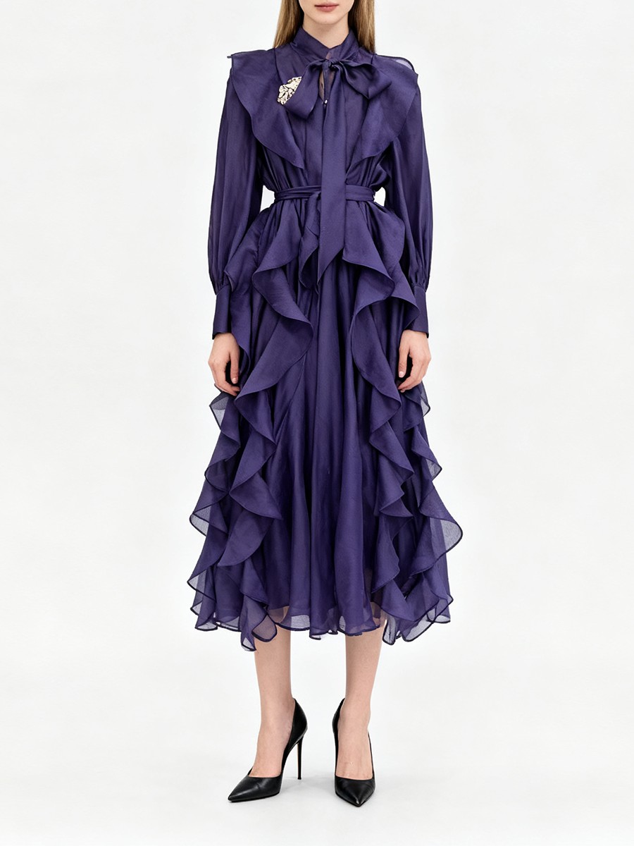 TWOTWINSTYLE Solid Spliced Ruf - огляд і ціна Linen Dress Wrap
