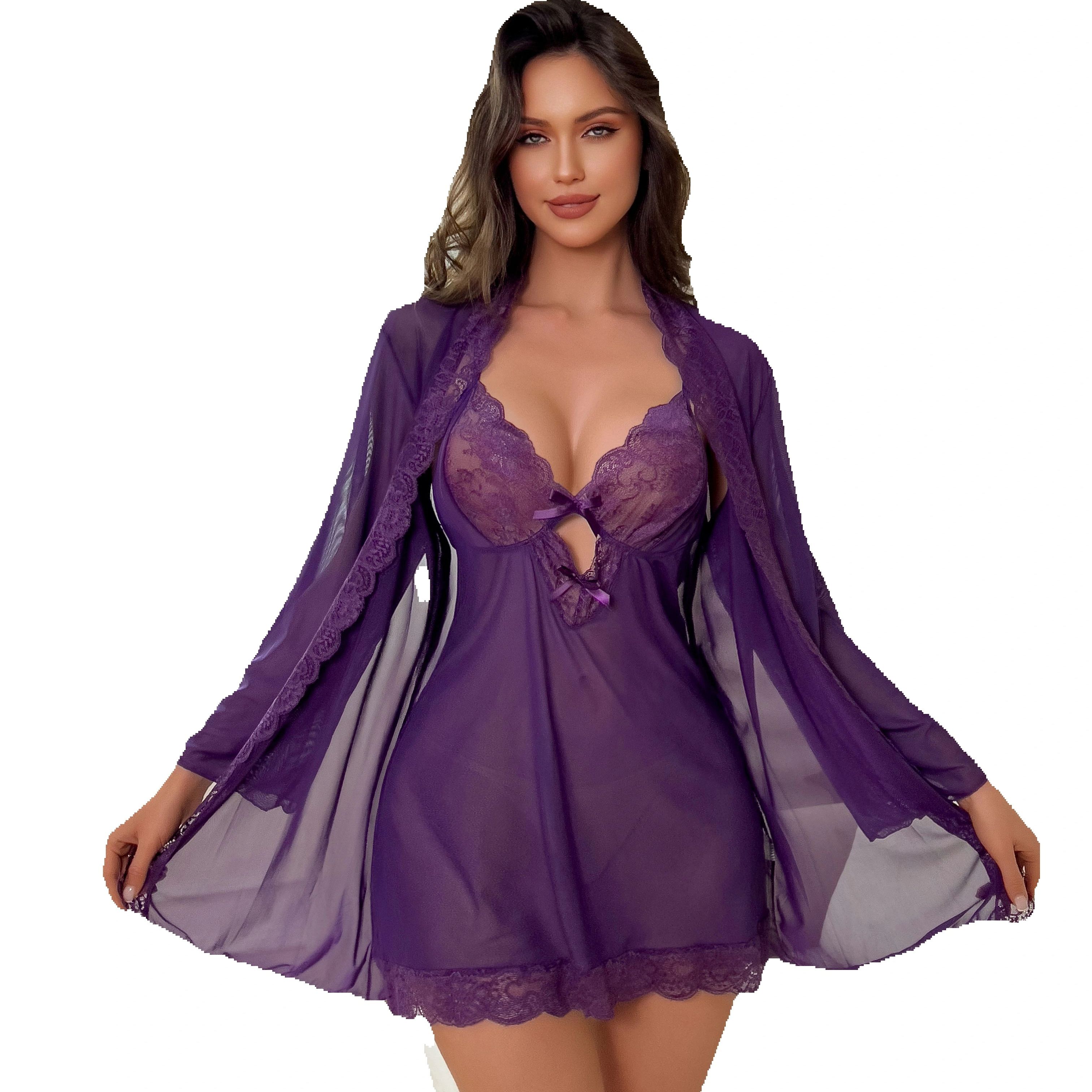 Women Sexy Lingerie Set Sheer  - огляд і ціна Kimono Sheer Floral