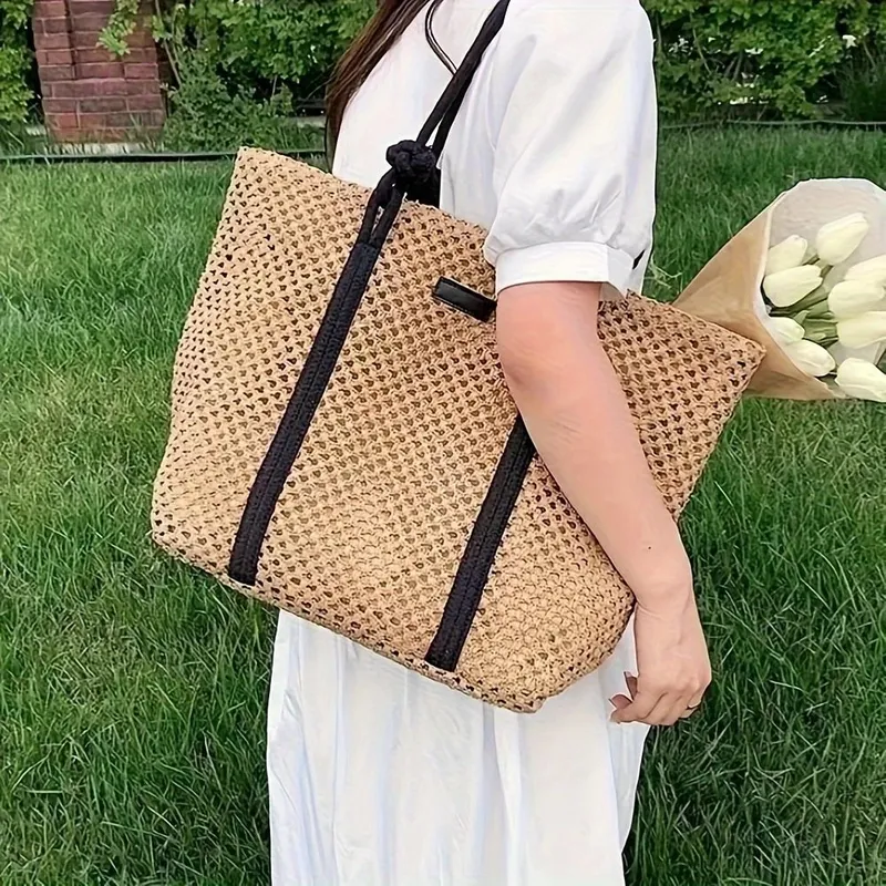 Hollow Straw Woven Tote Bag fo - огляд і ціна Tote Bag Beach
