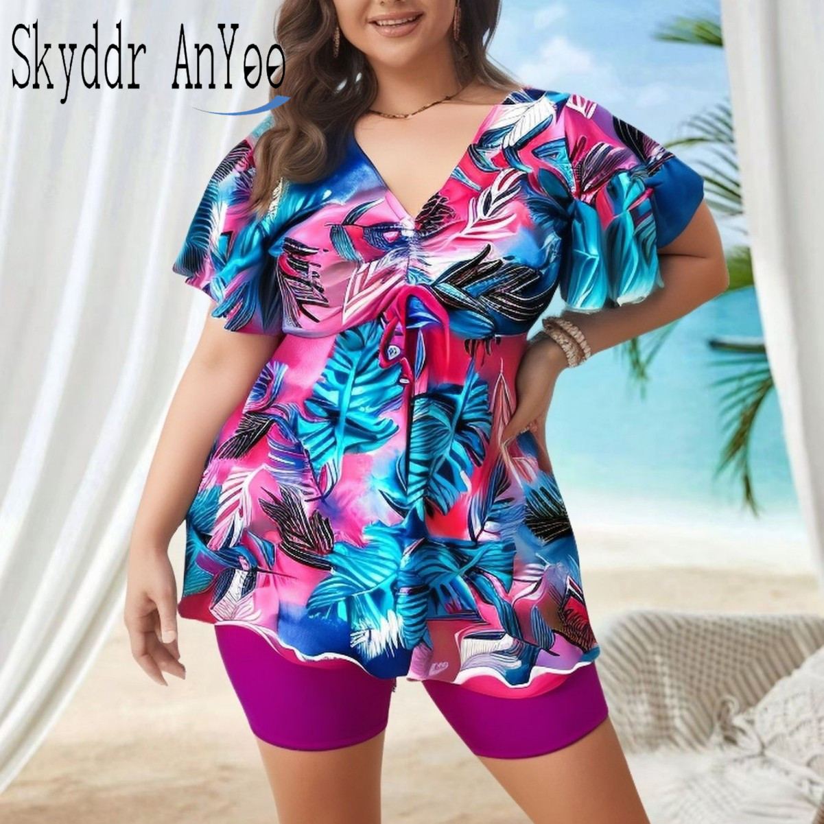 Women's Plus Size Tankini Swim - огляд і ціна Romper Floral Print