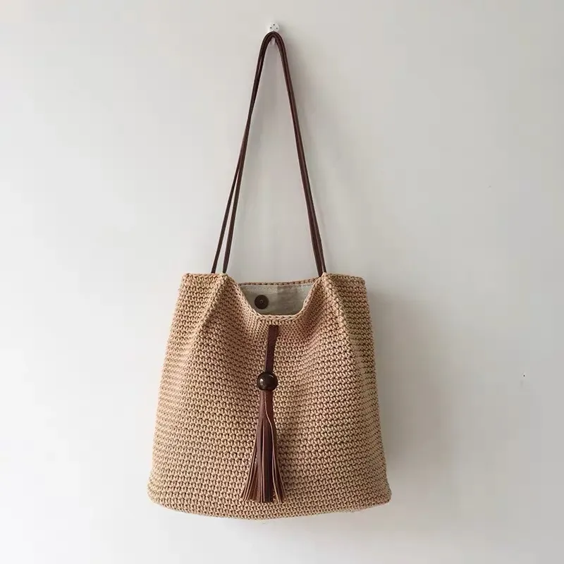 Tassel straw woven tote bag ha - огляд і ціна Tote Bag Beach