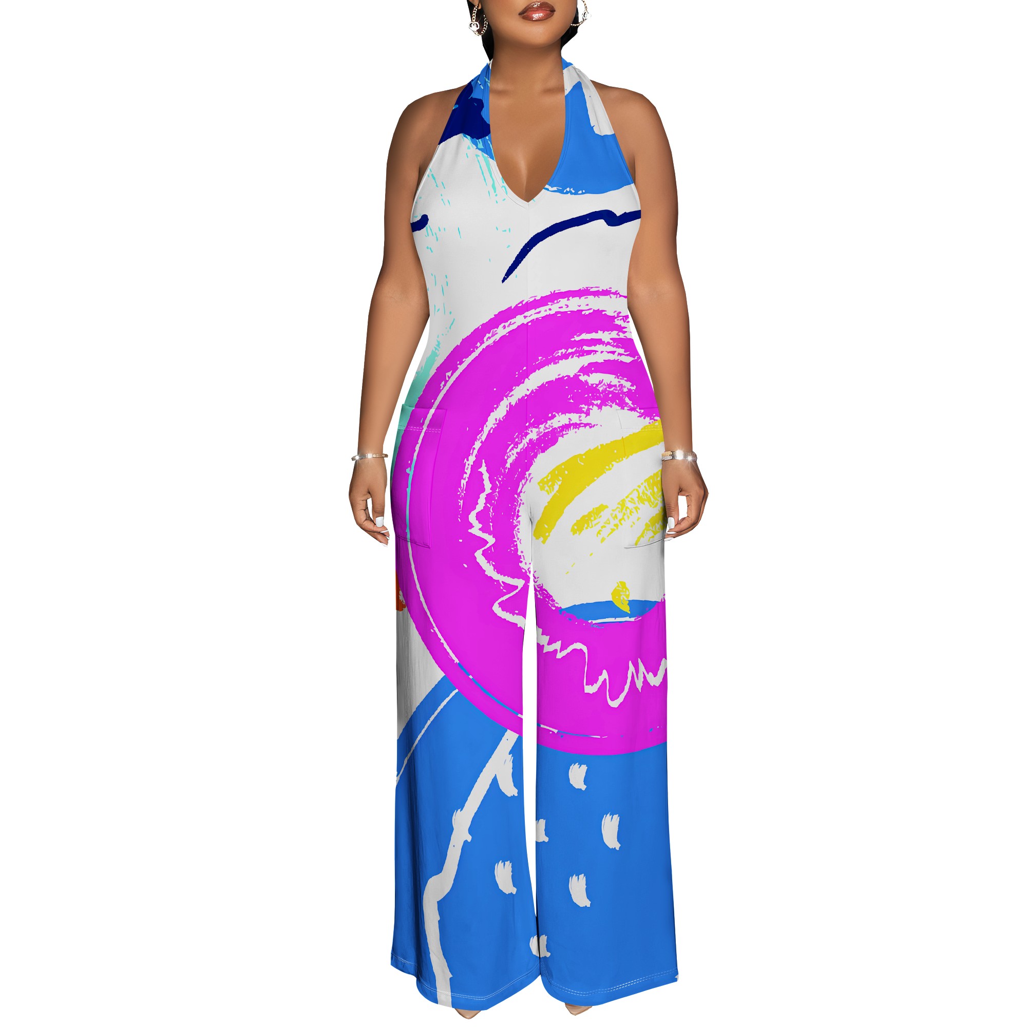 Bold Abstract Brushstroke Halt - огляд і ціна Maxi Dress Halter