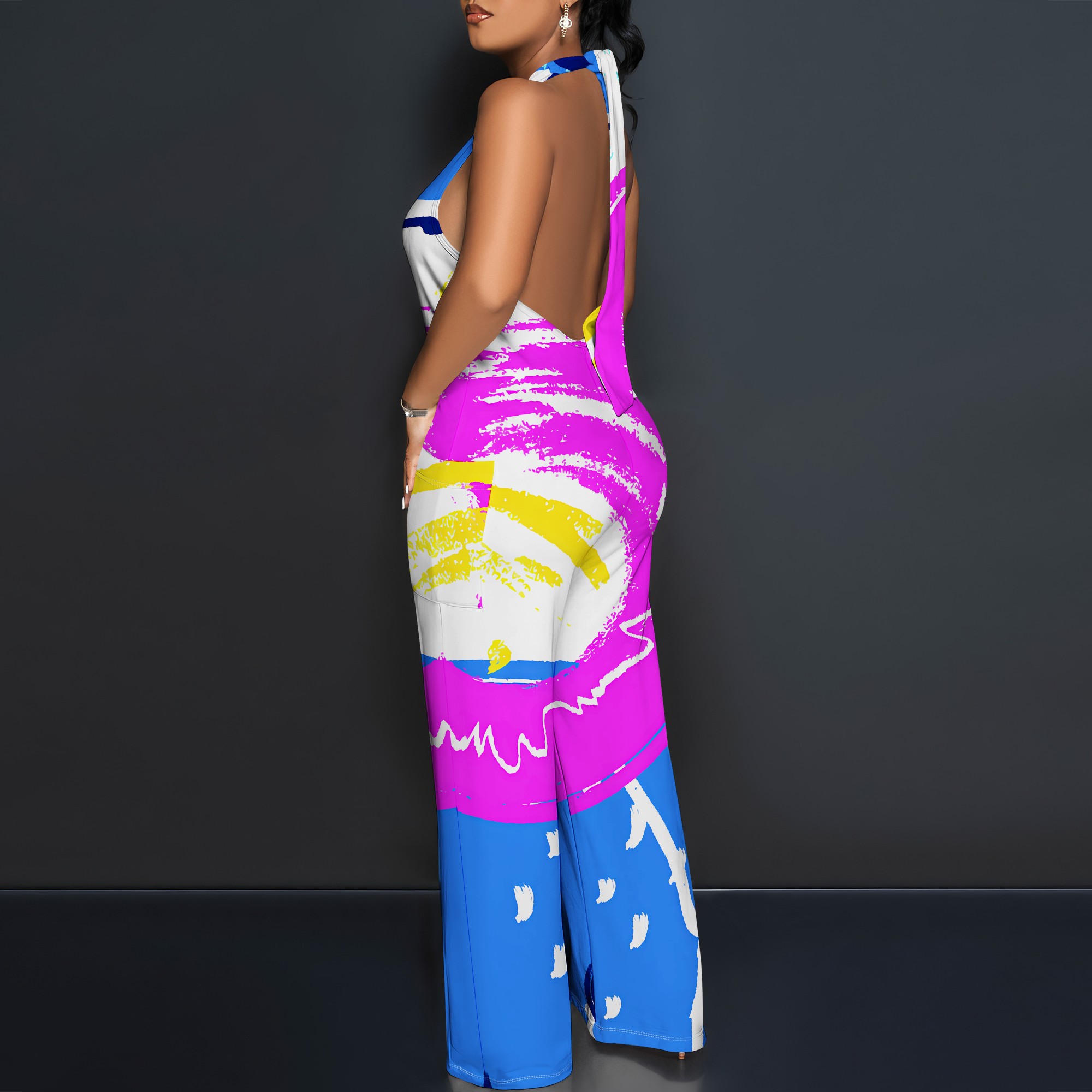 Bold Abstract Brushstroke Halt - огляд і ціна Maxi Dress Halter