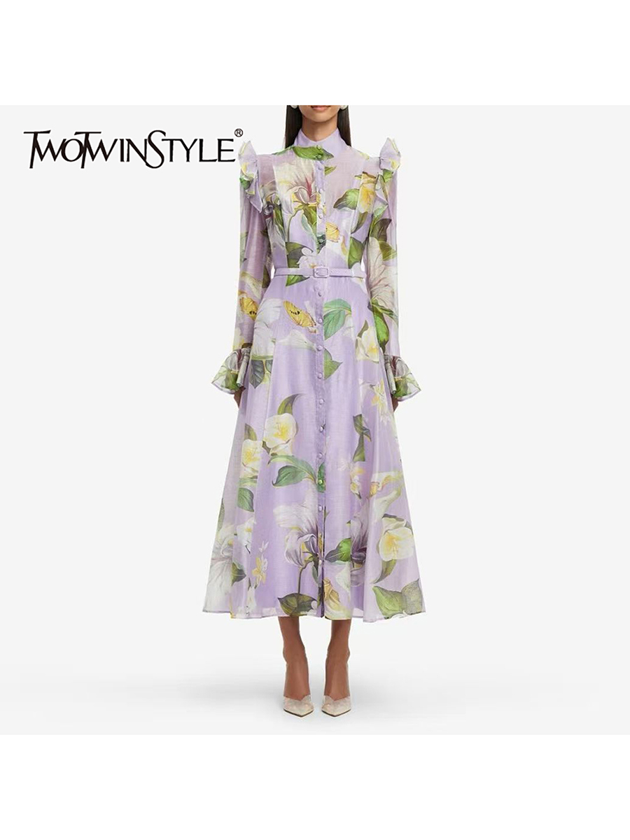TWOTWINSTYLE Printing Spliced  - огляд і ціна Linen Dress Wrap