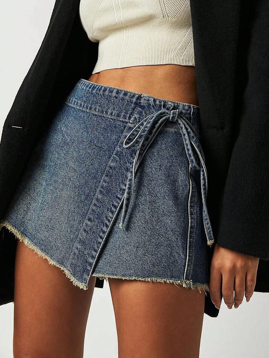Women Denim Mini Skirt High Wa - огляд і ціна Shorts Denim Frayed