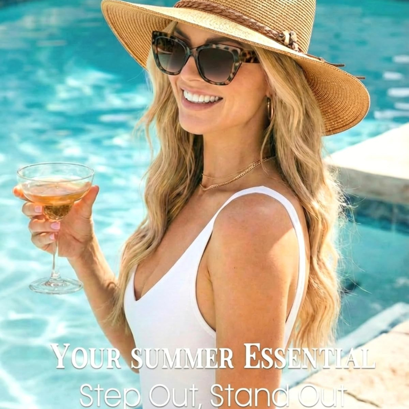 1pc Summer Straw Beach Sun Hat - огляд і ціна Hat Floppy Wide