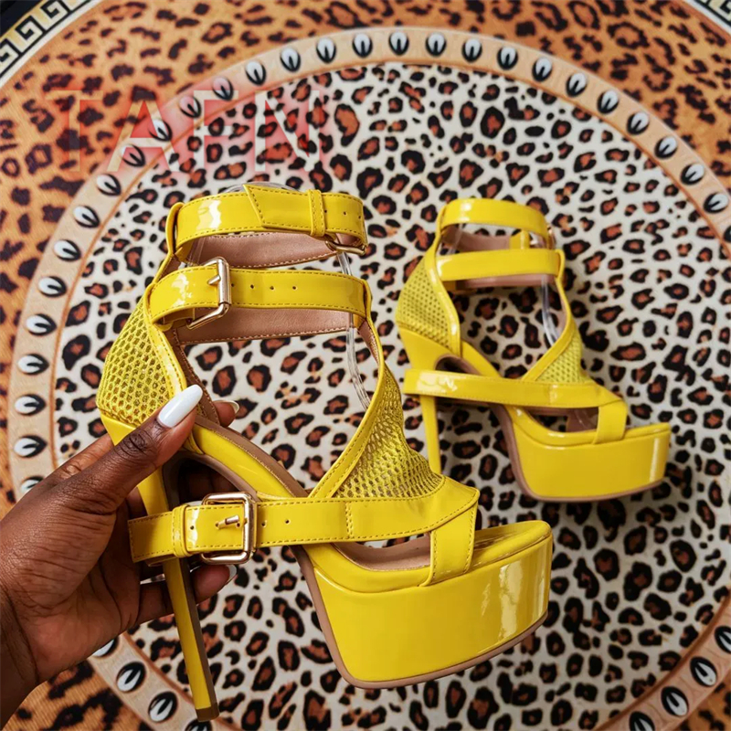 Mesh Buckle Strap Stiletto Pla - огляд і ціна Sandal Strappy Heeled