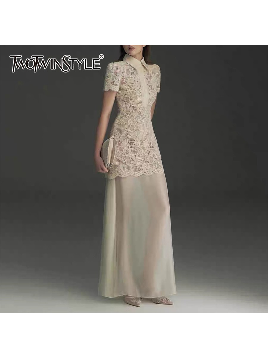 TWOTWINSTYLE Patchwork Lace Dr - огляд і ціна Linen Dress Wrap