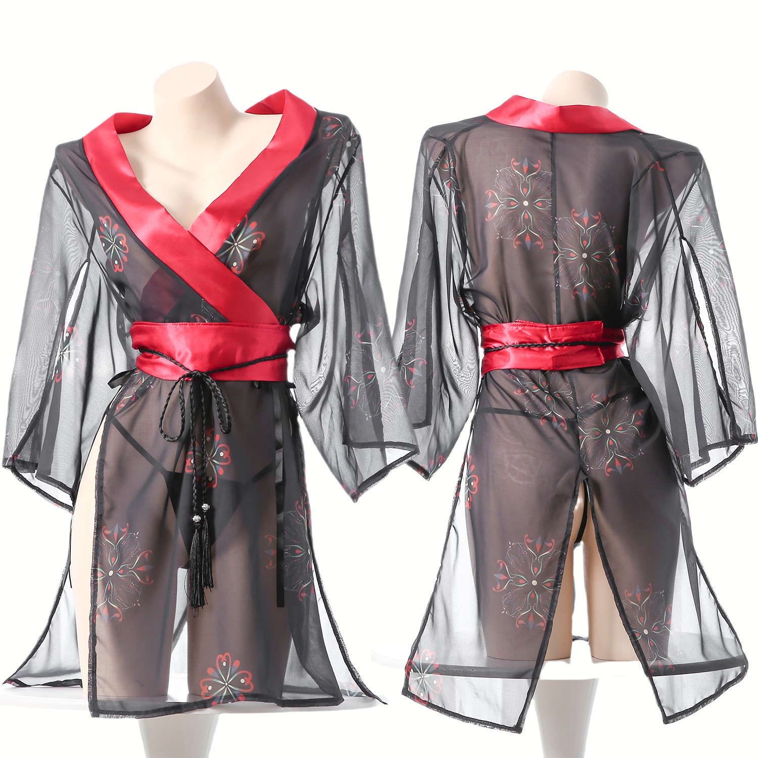 Women's Black Sheer Mesh Japan - огляд і ціна Kimono Sheer Floral