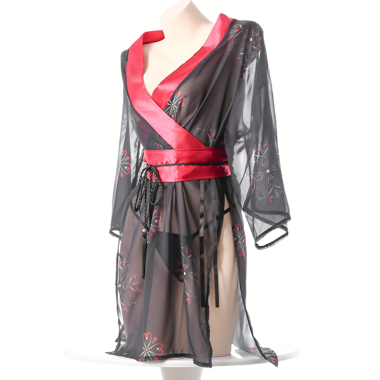 Women's Black Sheer Mesh Japan - огляд і ціна Kimono Sheer Floral