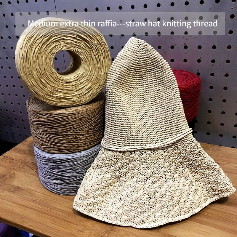 250g/pcs Thin Flat Raffia Yarn - огляд і ціна Crochet Bag Raffia