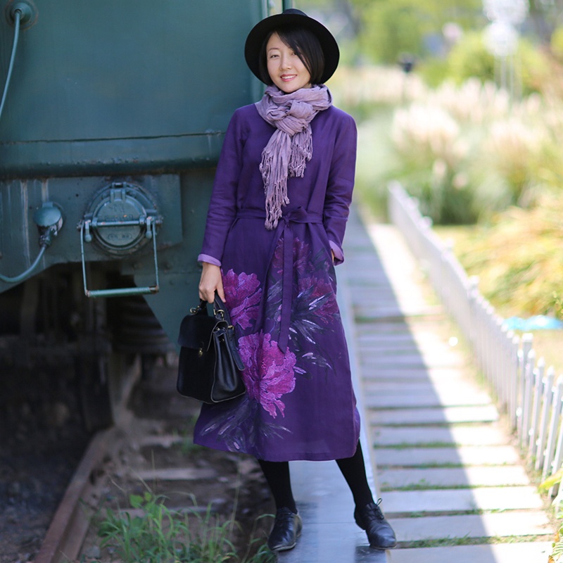 Warm Cotton Linen Peony Print  - огляд і ціна Linen Dress Wrap