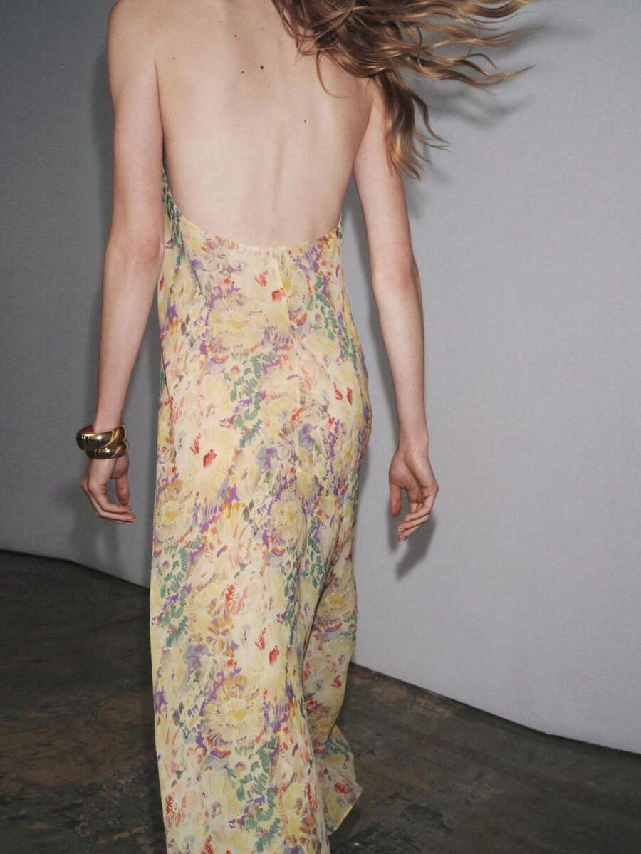 Womens Floral Maxi Halter Back - огляд і ціна Maxi Dress Halter