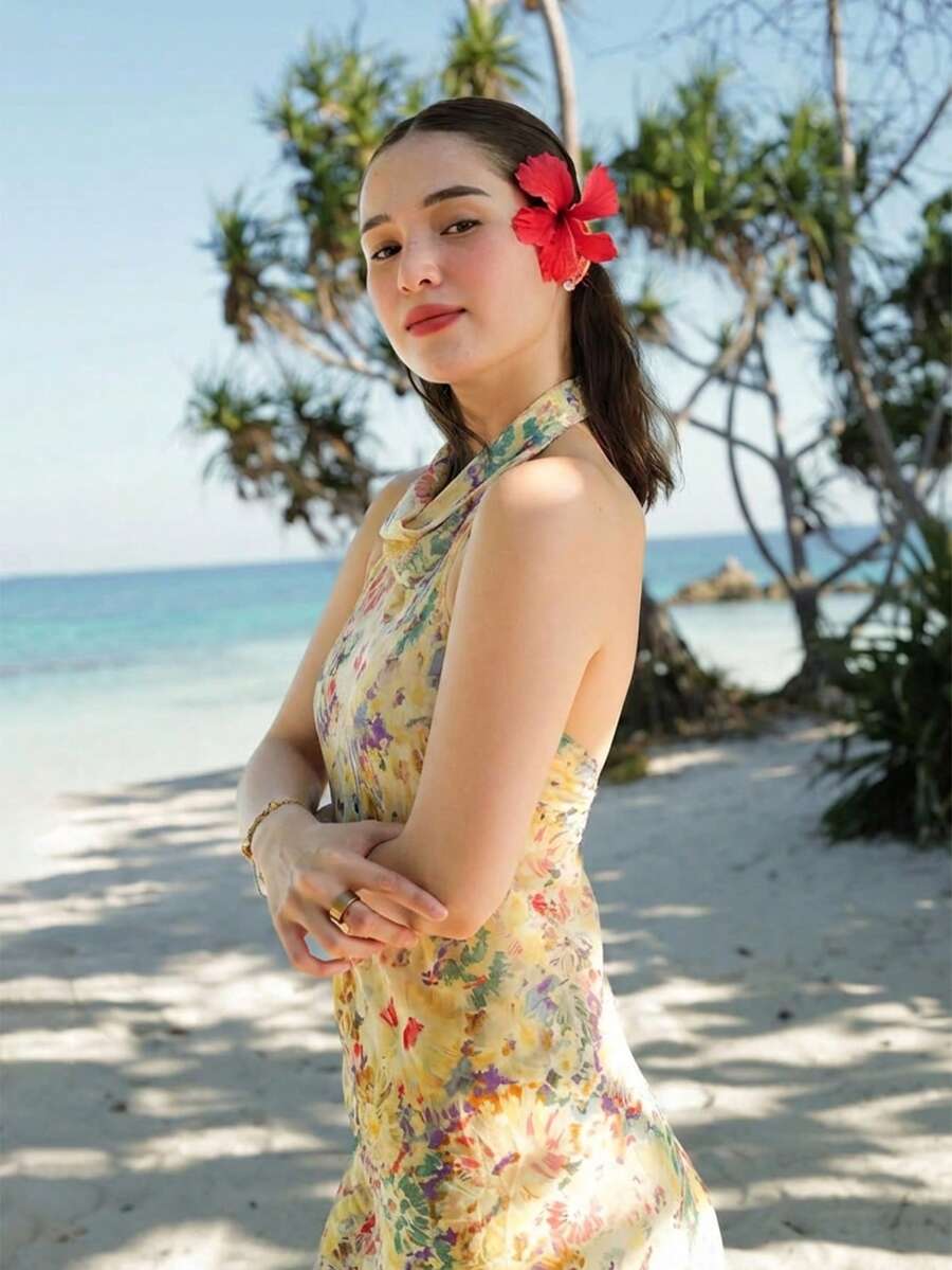 Womens Floral Maxi Halter Back - огляд і ціна Maxi Dress Halter