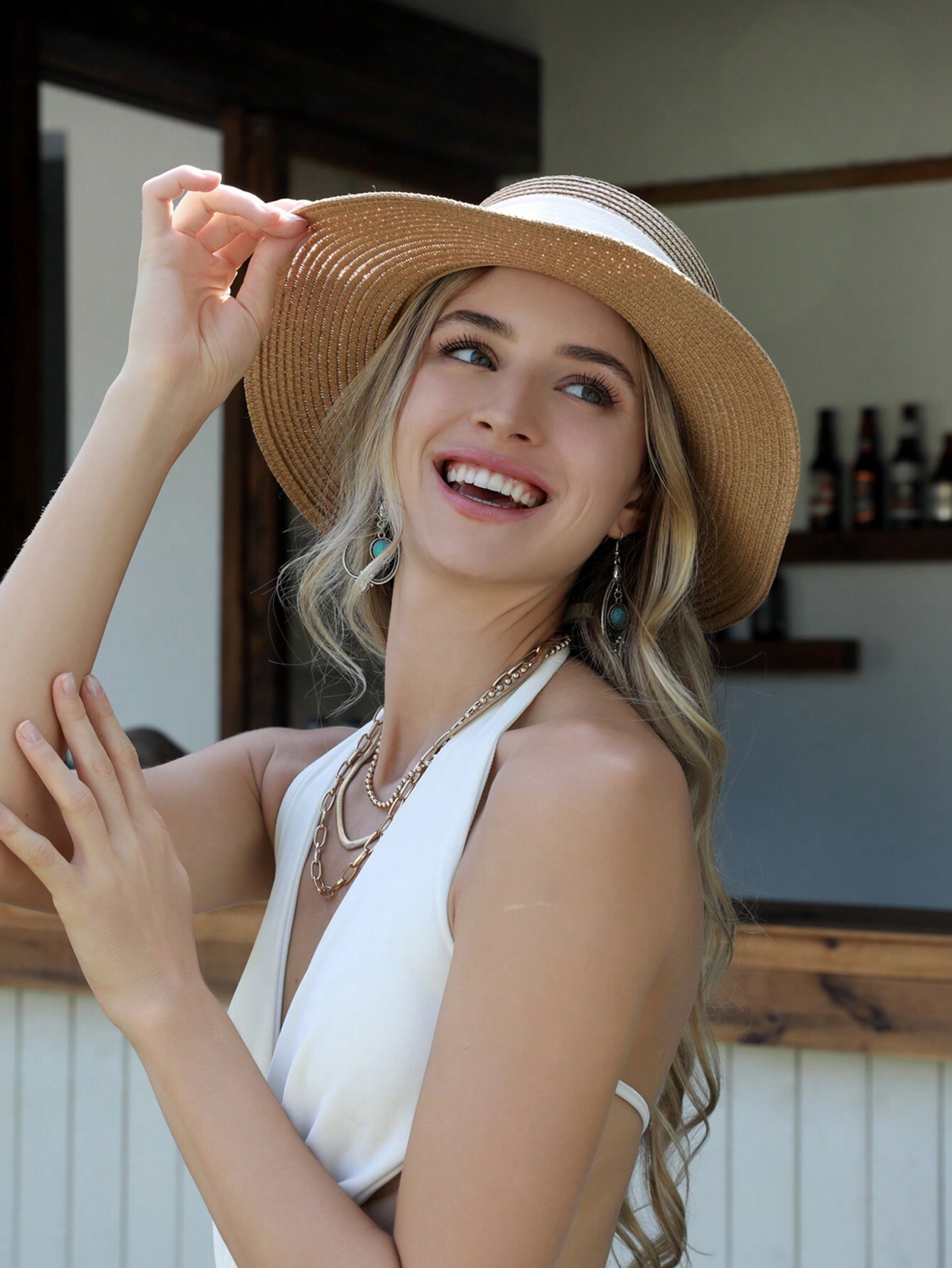1pc Women Sun Straw Hat Wide B - огляд і ціна Hat Floppy Wide