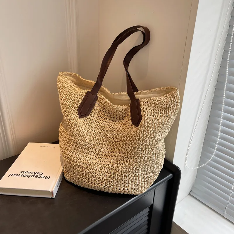 Women's handwoven straw tote b - огляд і ціна Tote Bag Beach