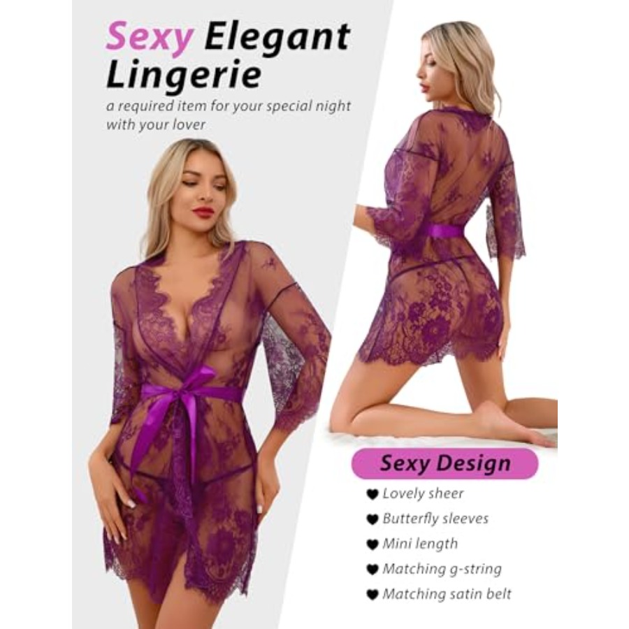 Narcisse Women's Floral Lace K - огляд і ціна Kimono Sheer Floral